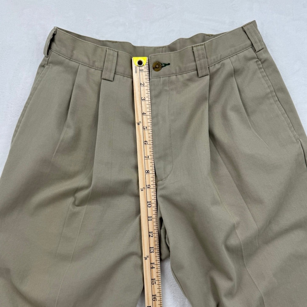 Mens Vintage Tommy Hilfiger Pleated Chino Pants Khaki Tan Straight Leg 32X34 - Picture 5 of 8